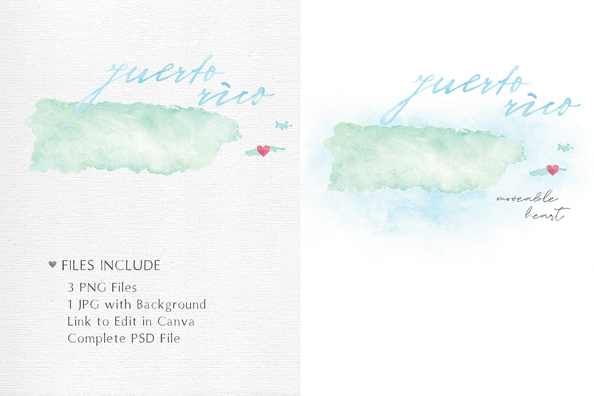 Watercolor Map of Puerto Rico, an Illustration by Beloved Paper (Photo 3 of 6)