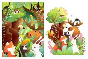 Forest Animals In Woods Collection