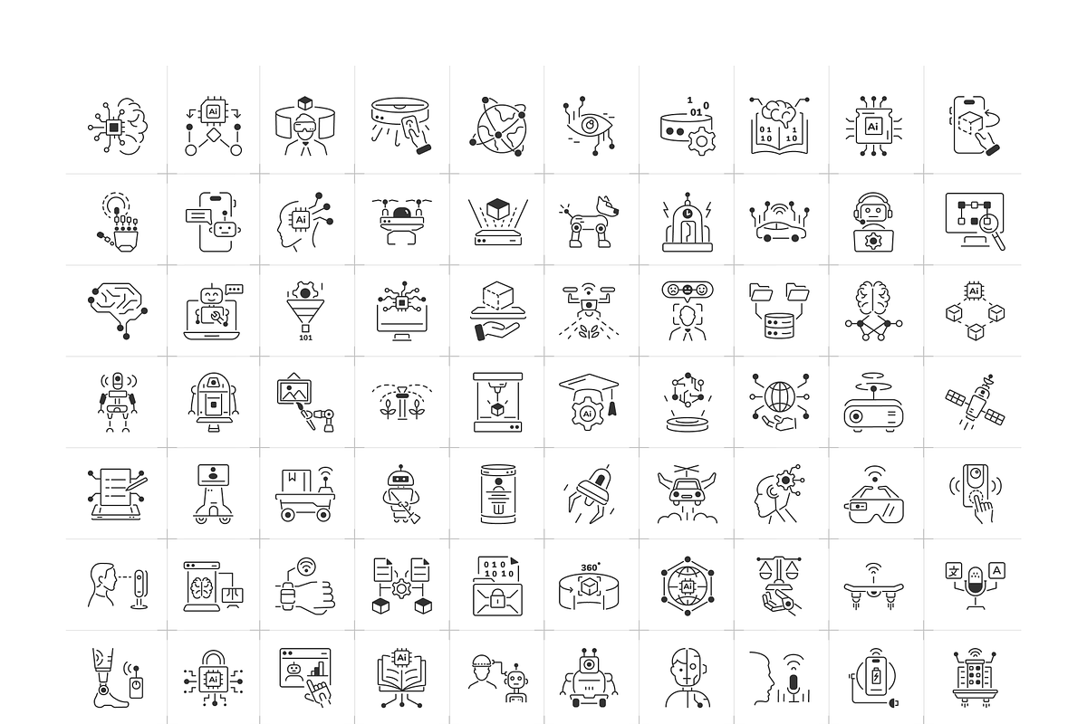 Artificial Intelligence Icons, an Outline Icon by Prosymbols (Photo 5 of 7)