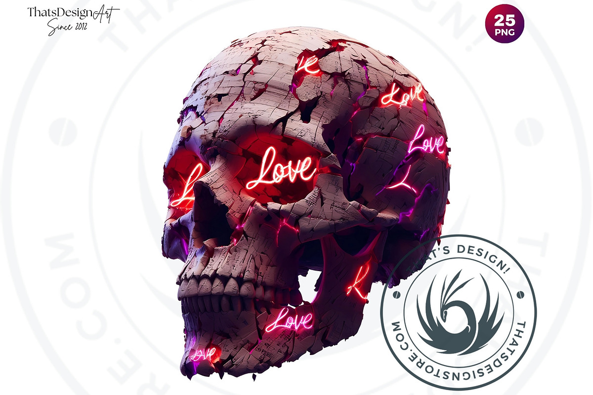 Valentines day Skulls clipart Set, a Seasonal Illustration by ThatsDesignArt (Photo 7 of 10)