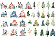 Watercolor Christmas Houses, an Object Illustration by Evgeniia (Thumbnail 3 of 5)