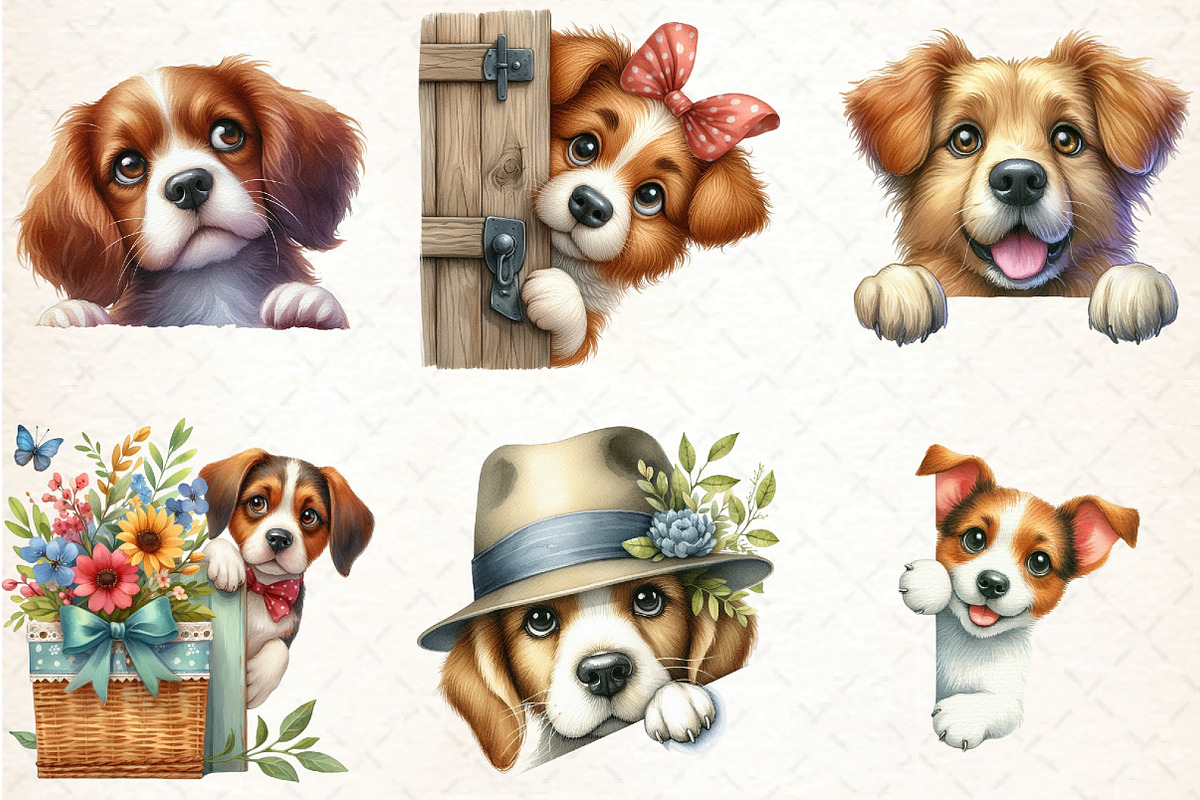 About Watercolor Peeking Dog Clipart, an Illustration by DreamCafeArt (Photo 4 of 6)