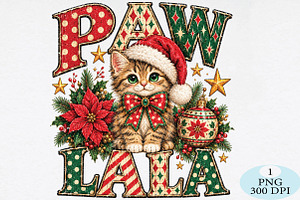 Christmas Cat Paw Prints PNG