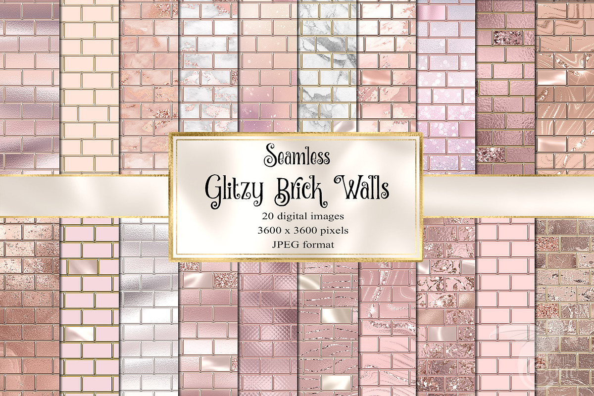 Glitzy Brick Walls Digital Paper, a Texture Graphic by Digital Curio (Photo 1 of 8)
