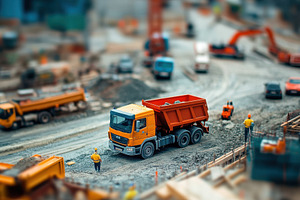 Construction site bustling with truc, a Photo by Iftikhar Alam
