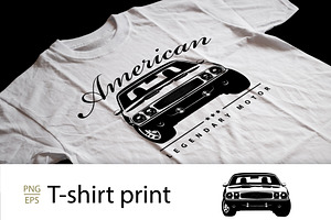 T-Shirt Print of American Muscle Car, a Transportation Illustration by Plaid4You
