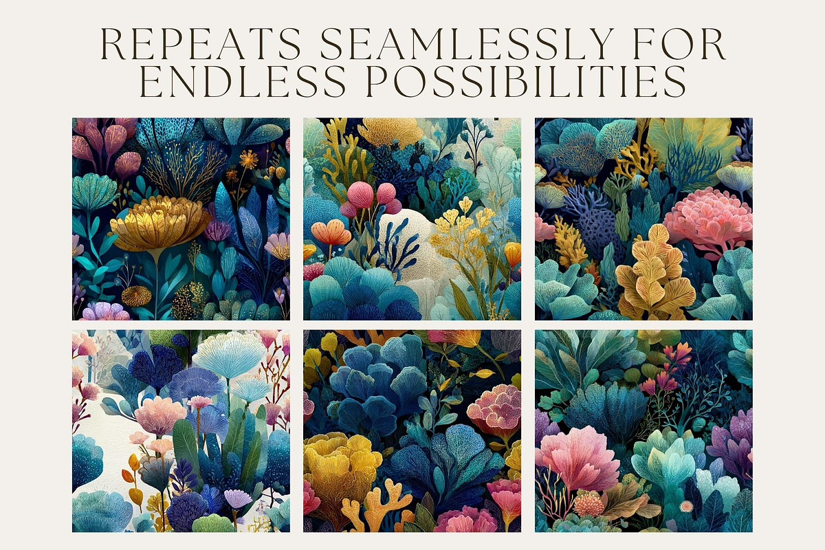 12 Blooming Reef Seamless Patterns, a Pattern Graphic by Inknfolly (Photo 2 of 7)