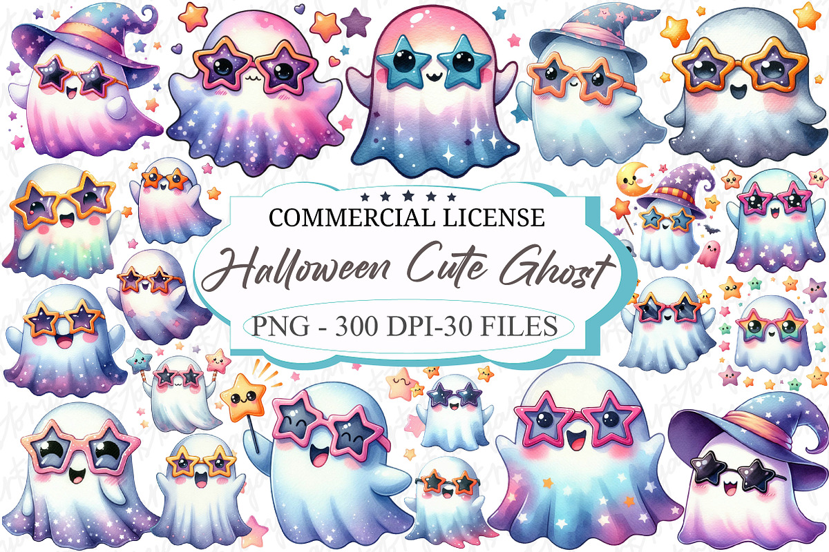 Halloween Cute Ghost Collection, an Illustration by designcity5 (Photo 1 of 5)