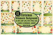Retro Christmas Ornament-Backgrounds, a Seasonal Illustration by Blynn Pippen (Thumbnail 1 of 19)