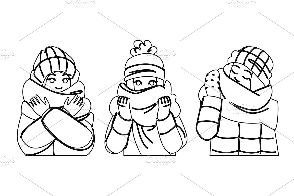cozy winter scarf vector, a Person Illustration by pikepicture