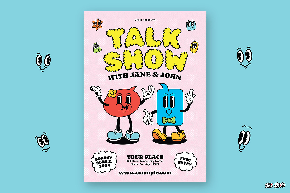Retro Cartoon Talk Show Flyer, a Flyer Template by The Isian (Photo 1 of 2)