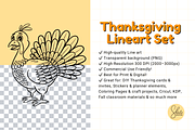 Thanksgiving Line Art Clipart Set, a Seasonal Illustration by shielscreations (Thumbnail 4 of 4)