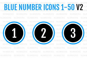 Blue Number Icons 1-50 V2