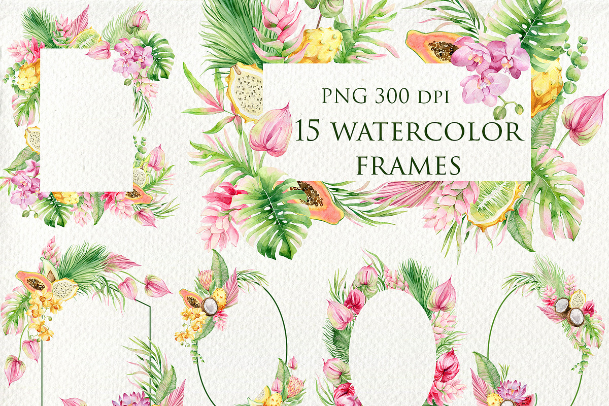 Tropical fruits and flowers, a Pattern Graphic by Antikva17 (Photo 4 of 8)