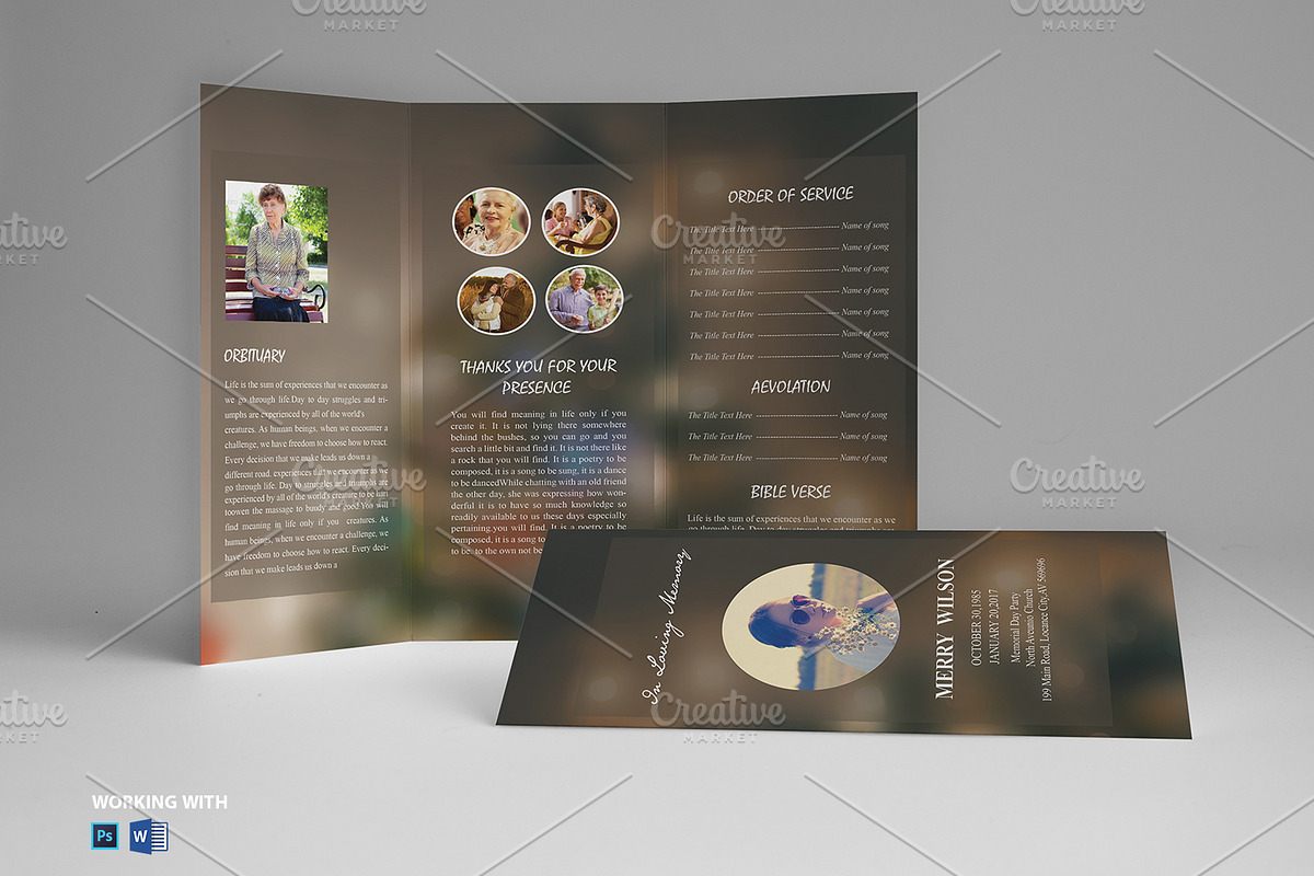 Funeral Program Template Trifold, a Brochure Template by Madhabi Studio (Photo 2 of 5)