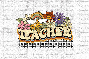 Retro Teacher Png Sublimation