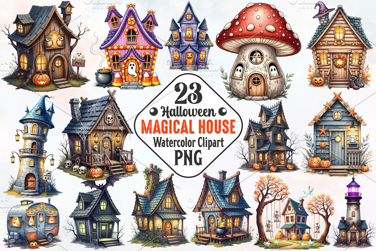 Halloween Magical House Sublimation, an Illustration by RobertsArt (Photo 1 of 7)