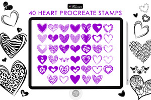 Procreate Heart Stamps 40 Brushes