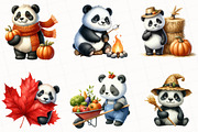 Watercolor Autumn Panda Clipart, an Illustration by OK Design (Thumbnail 4 of 5)
