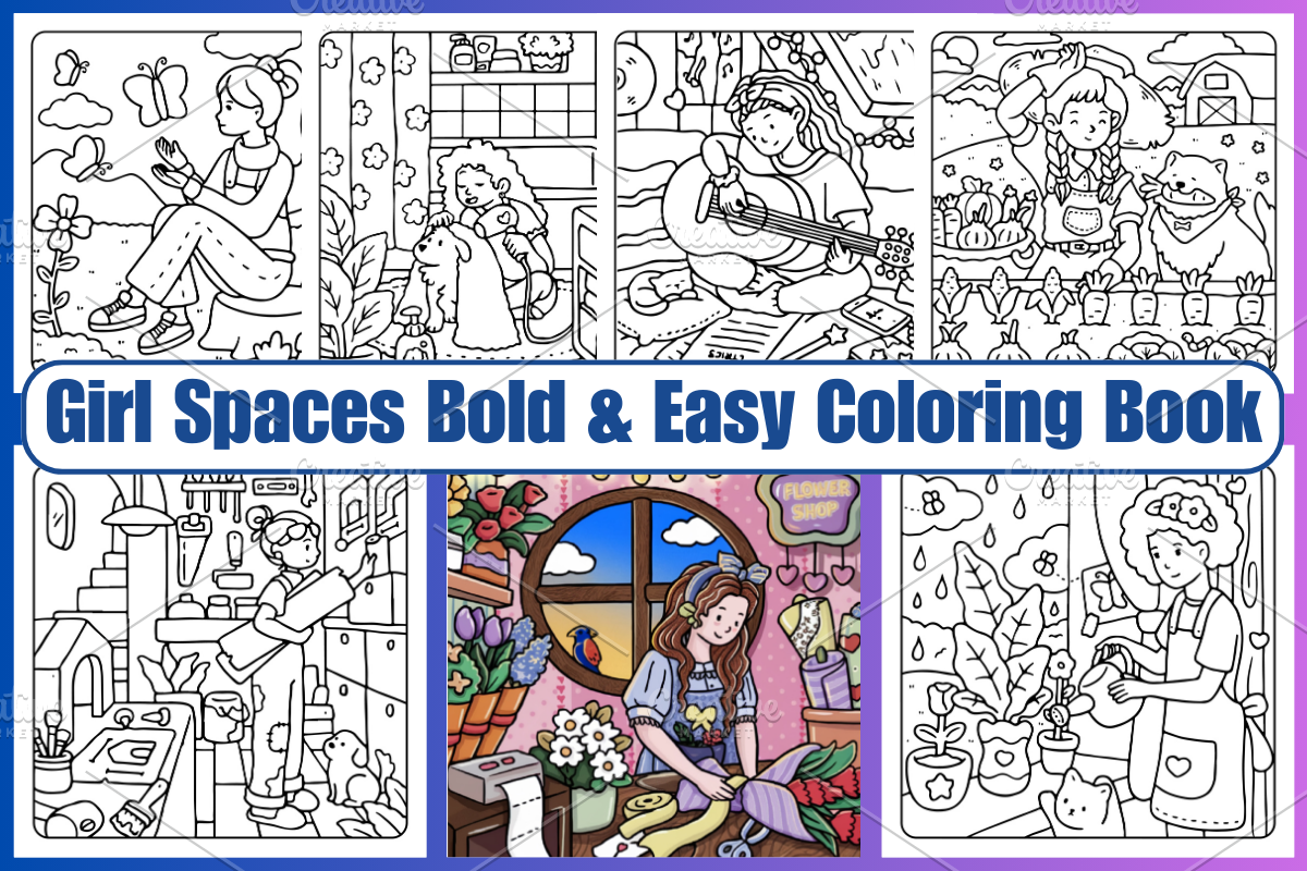 Girl Spaces Coloring Pages, a Decorative Illustration by Design Haven (Photo 1 of 4)