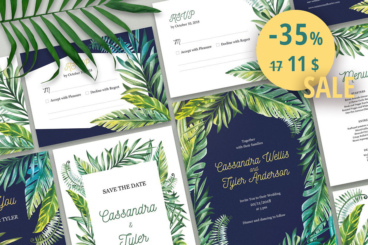 Tropical Day and Night Wedding Suite, an Invitation Template by HannaSymo (Photo 1 of 11)