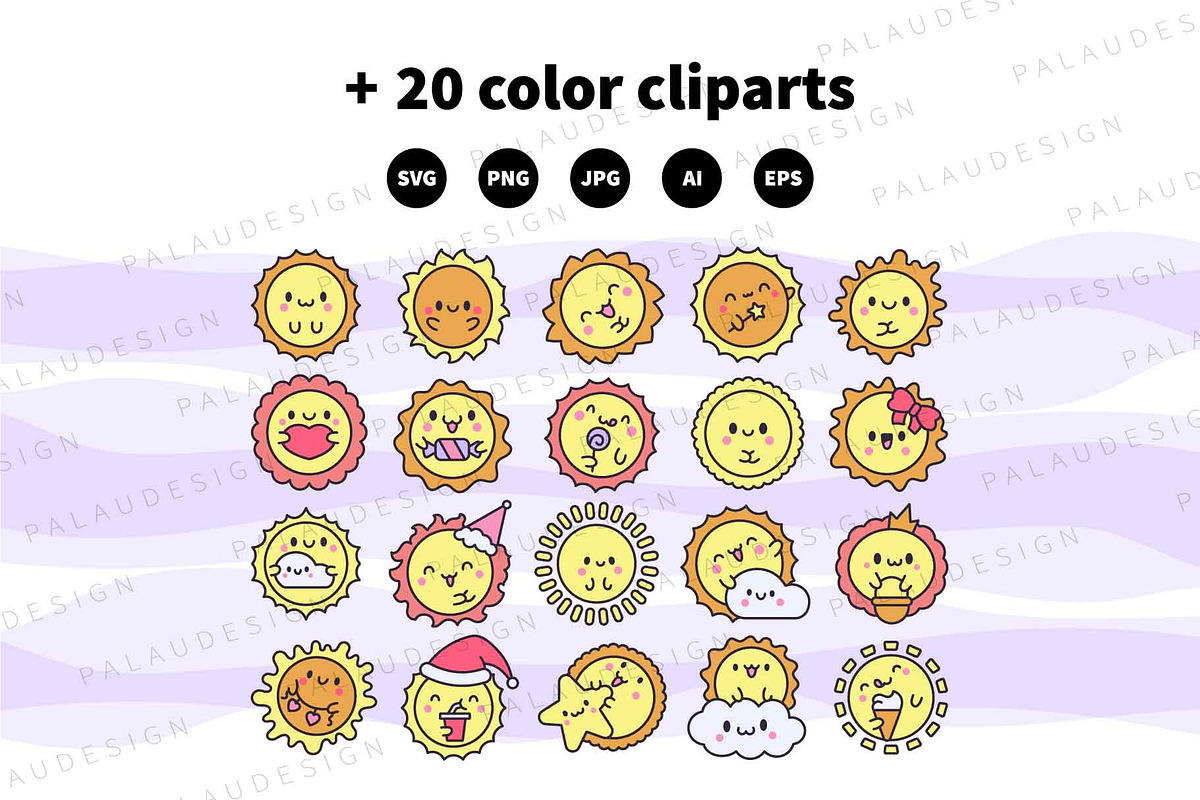 Cute kawaii sun, a Decorative Illustration by Palau (Photo 10 of 12)