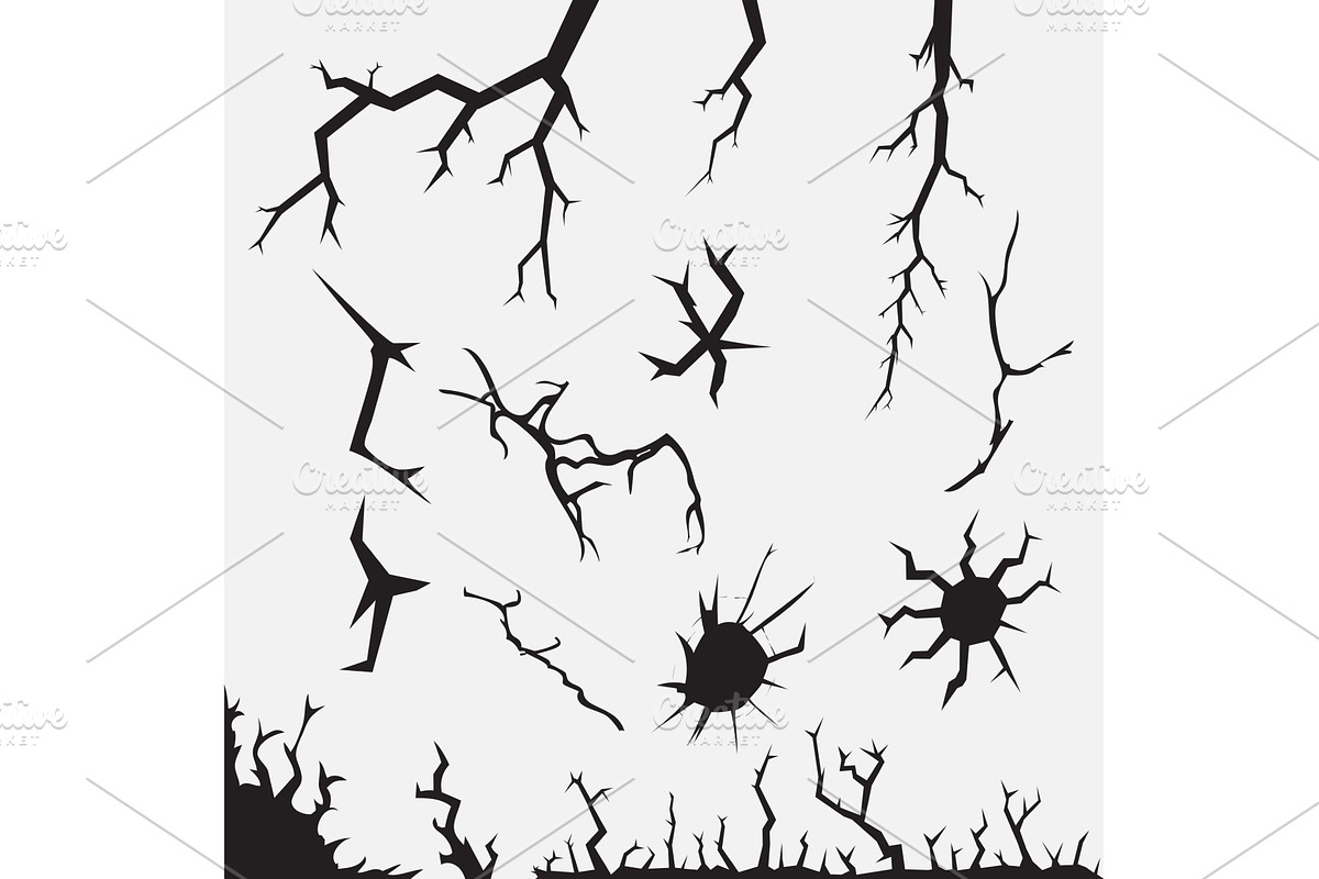Earth Crack vector set, silhouettes, an Illustration by piter.goskov
