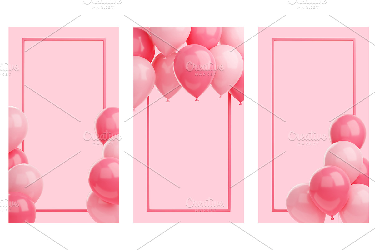 Congratulation banner with balloons, a Textures & Material 3D Model by YuliiaOsadcha