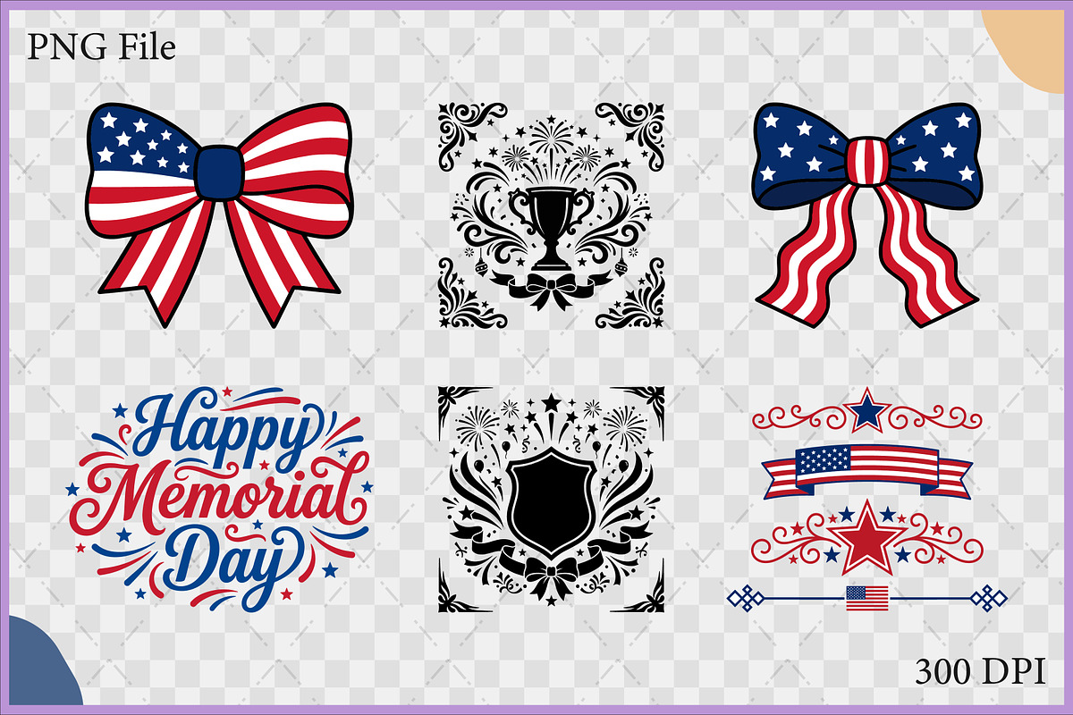 USA Memorial Day Clipart SVG Set, a Decorative Illustration by Gfx Expert Team (Photo 2 of 3)