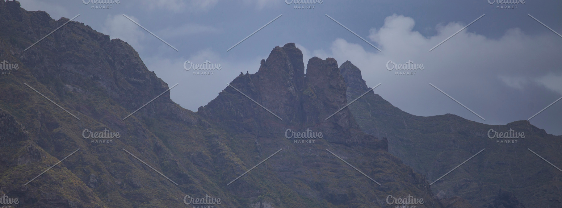 Sharp mountain peaks and rocky cliffs in Anaga park Tenerife, mo, a Photo by Pictures for you!!!!!!!!!