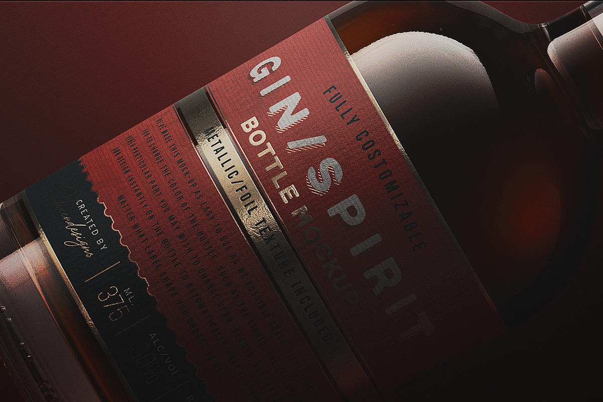 Gin Bottle Mockup V2, a Product Mockup by HexenDesigns (Photo 1 of 14)