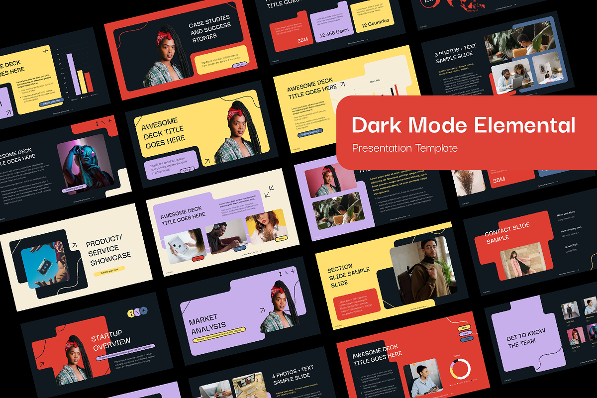 Dark Mode Elemental PowerPoint, a Presentation Template by chio.design - Khalay Chio (Photo 1 of 7)