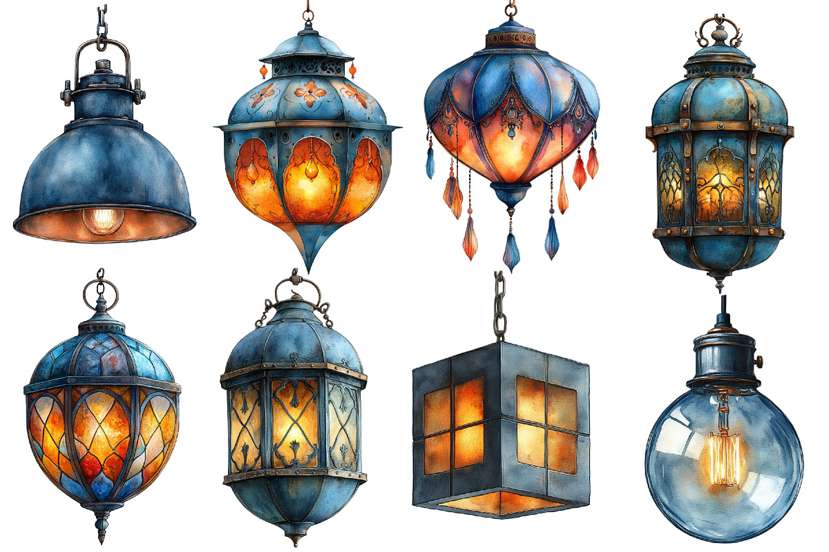 Watercolor Hanging Light  Clipart, an Illustration by Designworld (Photo 3 of 5)