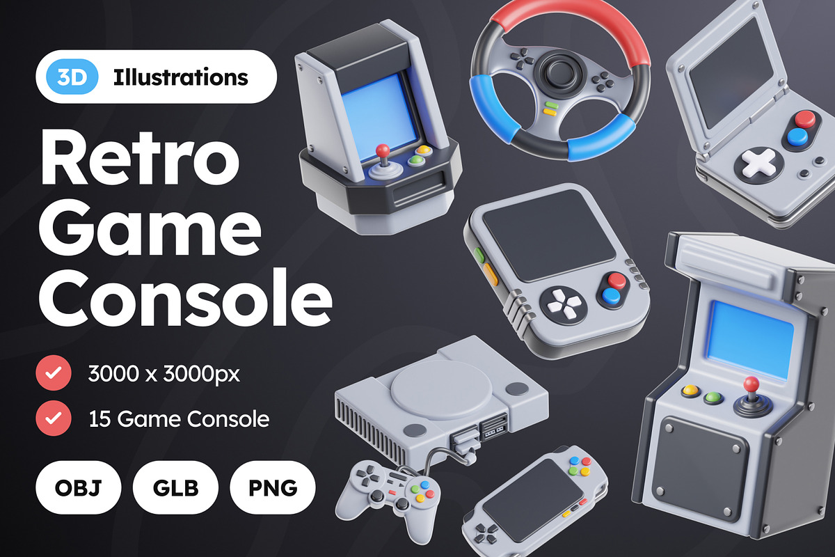 Retro Game Console 3D Icons, an Object 3D Model by Rakata Studio (Photo 1 of 7)