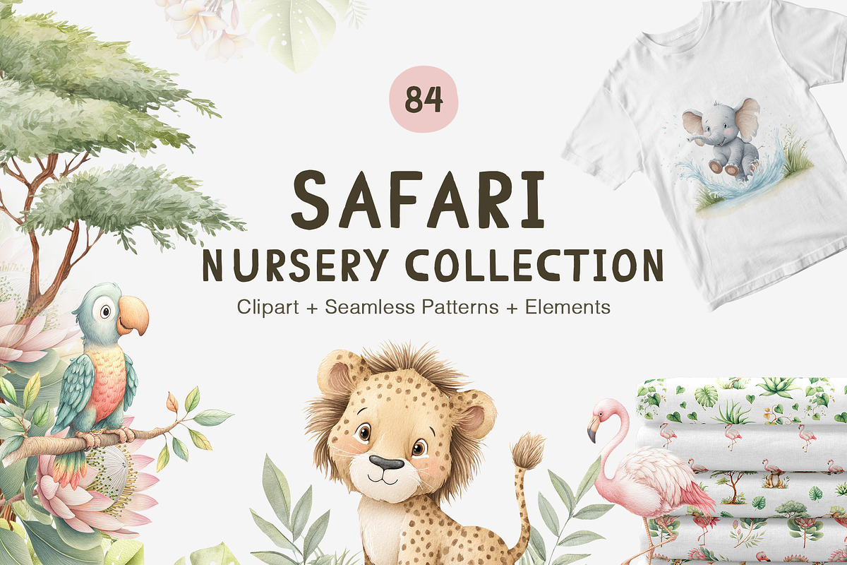 Kids Bundle Animals Clipart/Patterns, an Animal Illustration by Pattern + watercolor (Photo 4 of 7)