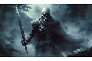 Dark fantasy skeleton warrior, a Background Photo by Igor Tichonow