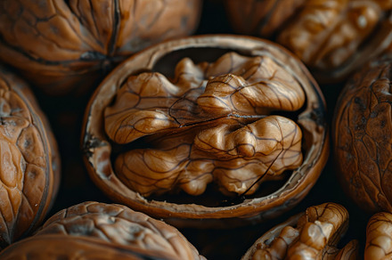 Closeup of a bunch of walnuts enclos, a Photo by Iftikhar Alam