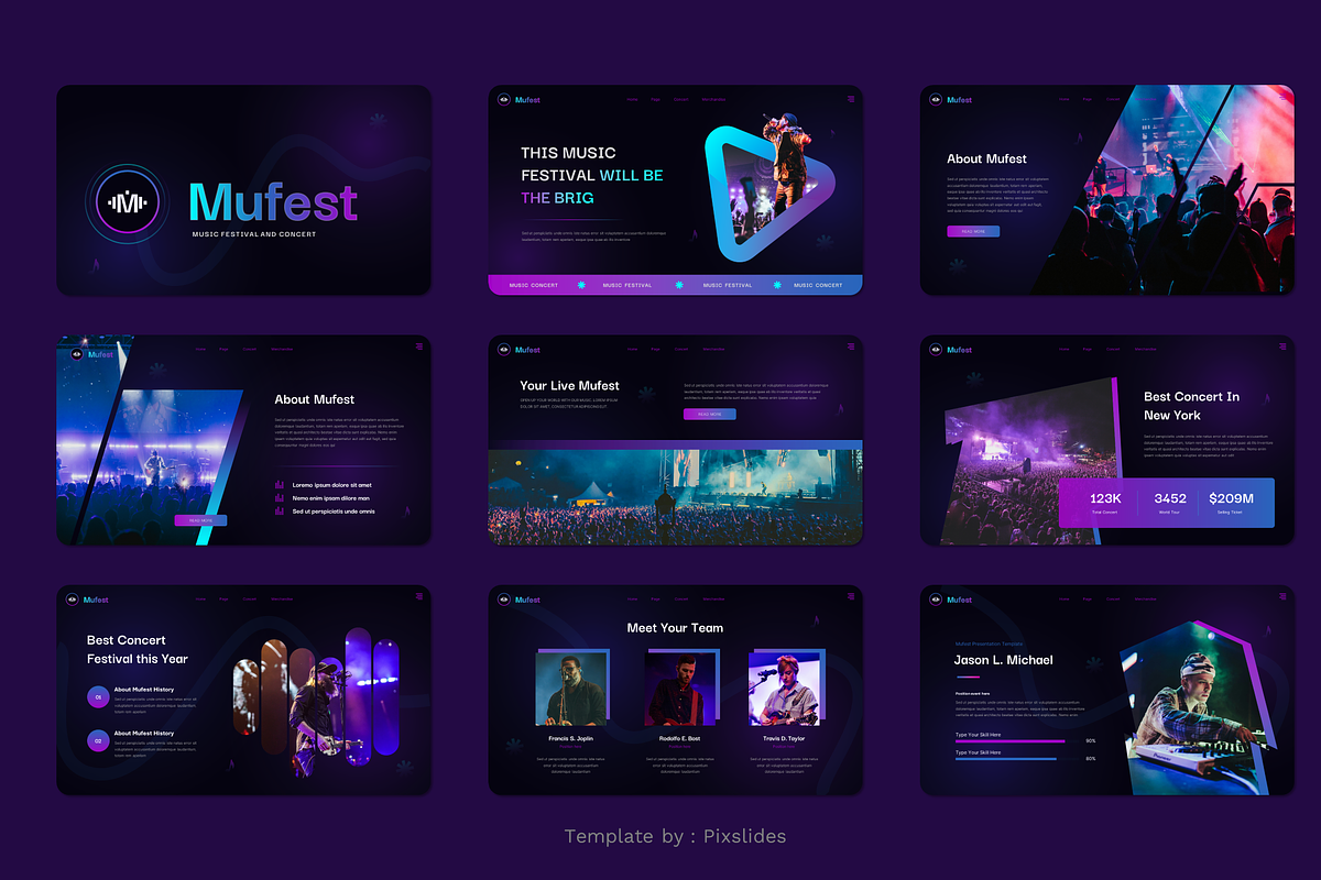 Music Festival & Concert PowerPoint, a Presentation Template by Pixslides (Photo 2 of 8)