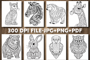 Mandala Animals Coloring Pages, an Animal Illustration by Design Station (Thumbnail 2 of 5)