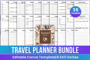 Travel Planner Bundle Canva Kdp, a Stationery Template by Mustafiz