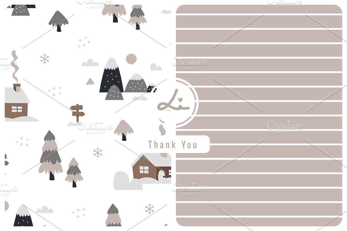 Winter Village and Forest Pattern, a Pattern Graphic by lindoet23 (Photo 1 of 3)