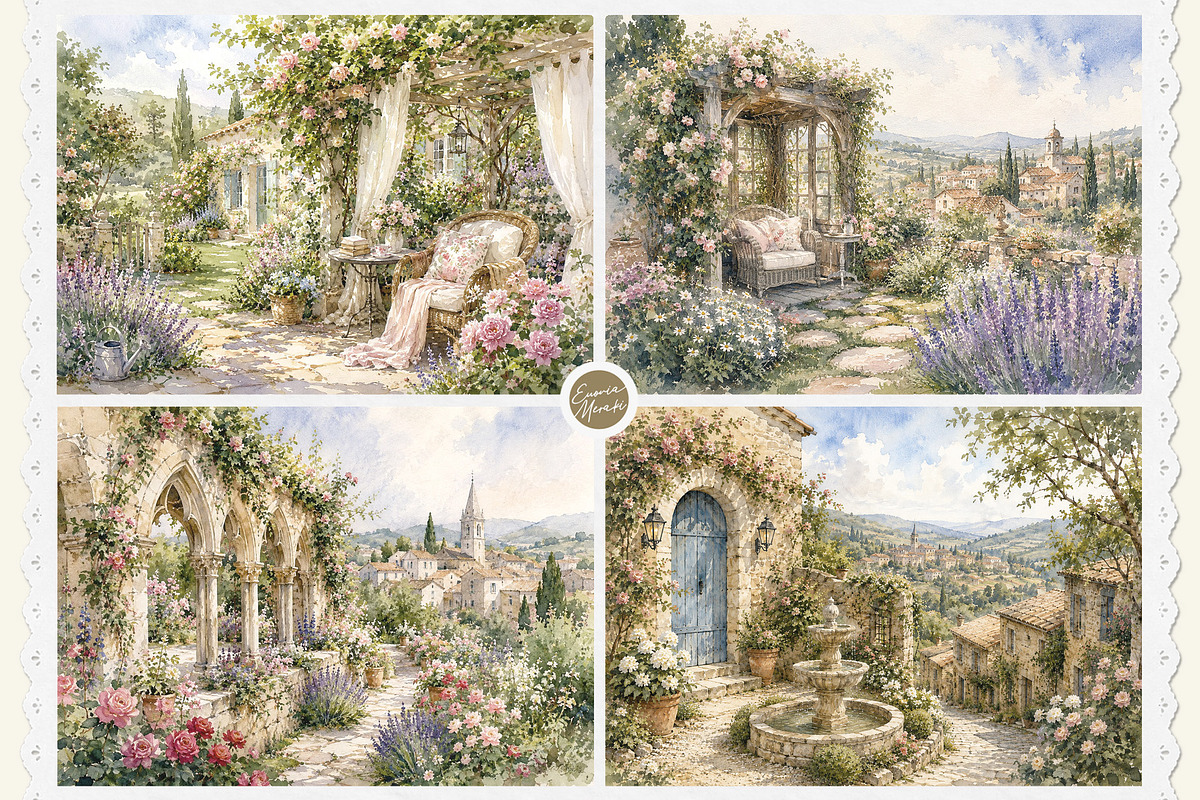 French Cottage Garden Watercolor Set, a Decorative Illustration by Euonia Meraki (Photo 10 of 18)