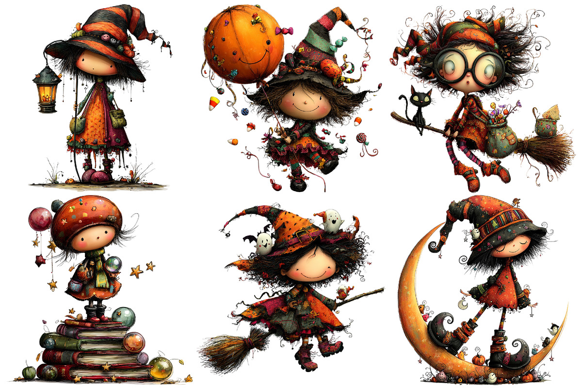 Quirky Halloween Witch Clipart, an Illustration by Pixels.Craft (Photo 6 of 6)