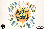 Watercolor Hallo Baby PNG, an Illustration by DreamCafeArt (Thumbnail 1 of 7)
