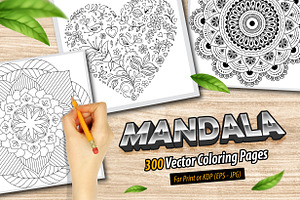 300 Vector Mandala Coloring Pages