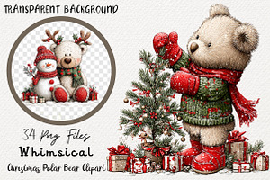 Whimsical Christmas Polar Bear PNG