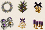 Purple and Yellow Christmas Clipart, an Illustration by SVGArt (Thumbnail 2 of 8)