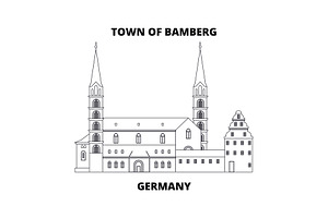 Germany, Town Of Bamberg Line Icon Concept. Germany, Town Of Bamberg Linear Vector Sign, Symbol, Illustration.