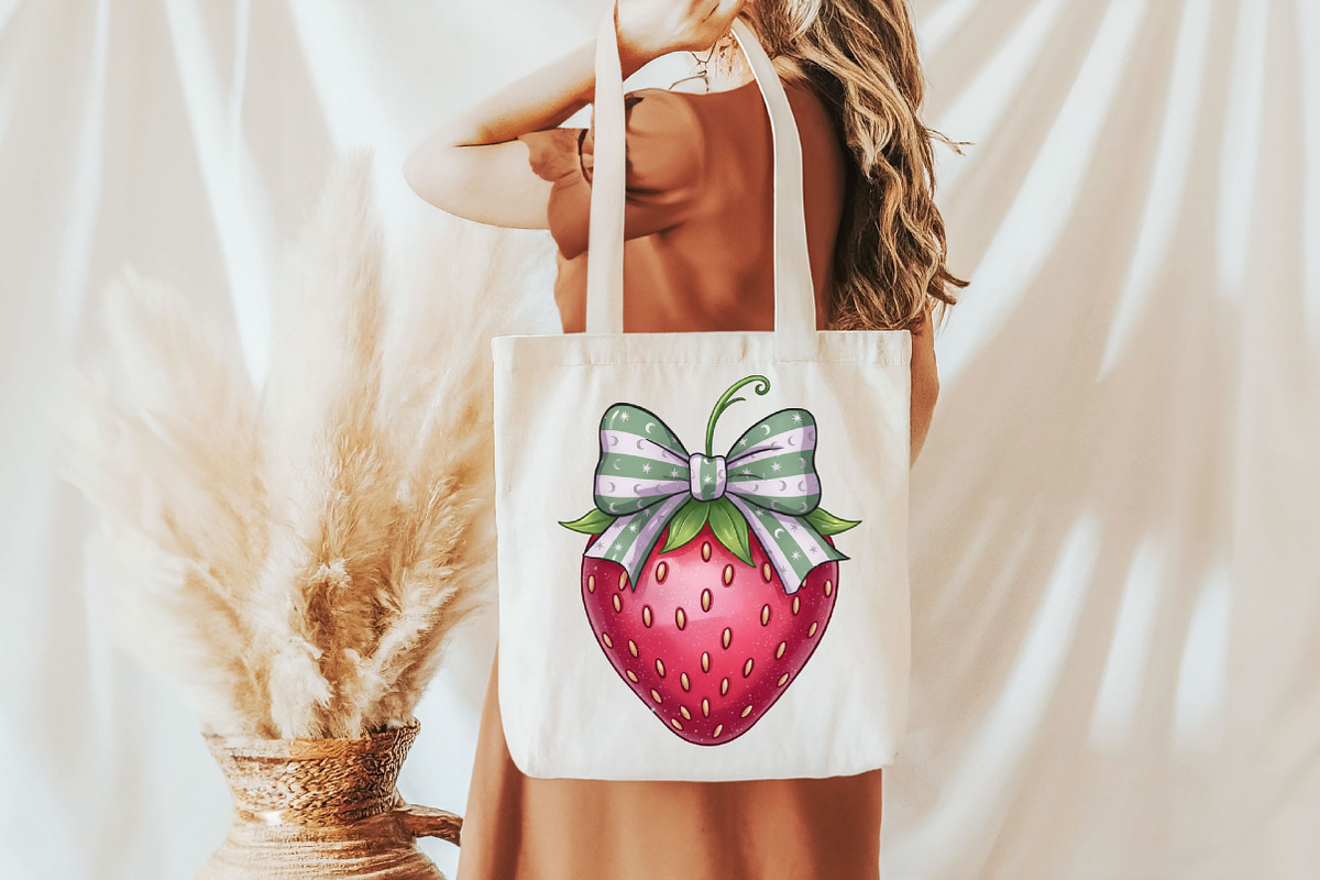 Cute Coquette Bow Strawberry Summer, an Illustration by Designking (Photo 6 of 6)