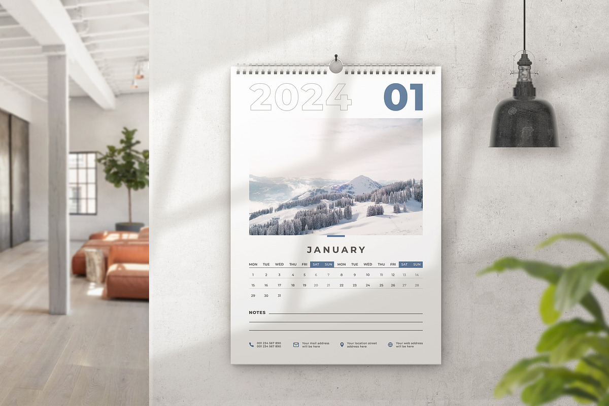 Wall Calendar 2024, a Print Template by Uiparvin (Photo 2 of 3)
